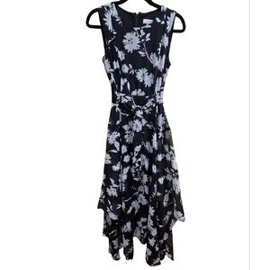 Calvin Klein Black and White Floral‎ Maxi Dress